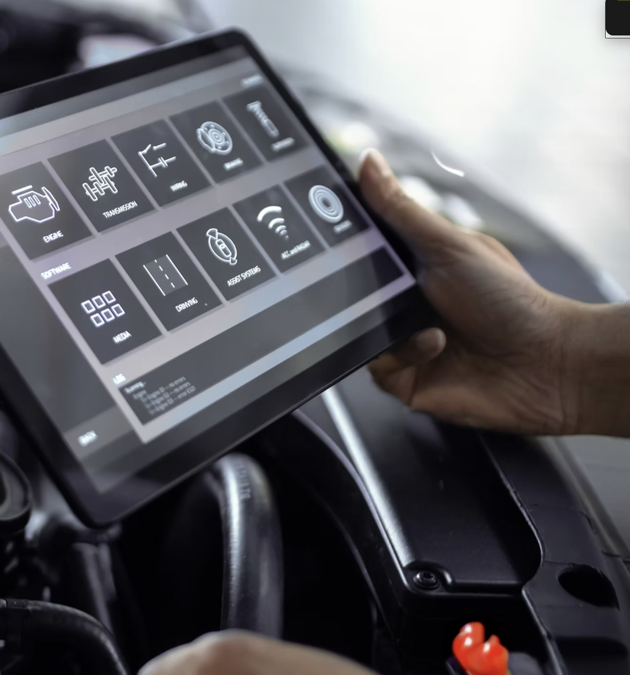 Scanner automotivo realizando diagnóstico computadorizado